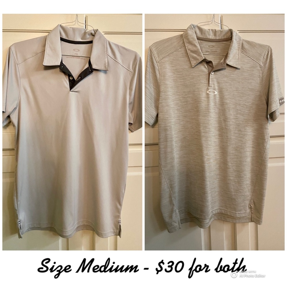 Oakley Men's Gray Polo Shirts - Medium